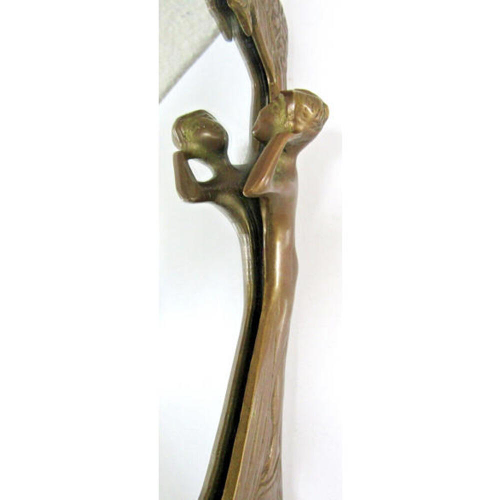 Lady of the Lake Antique Art Nouveau Bronze Free-Standing Table Mirror c. 1910 - Picture 8 of 11